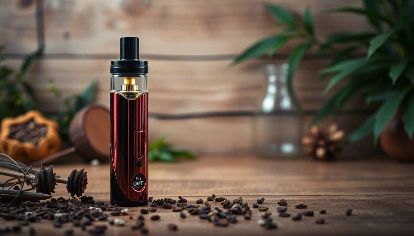 Buy DMT cart displayed elegantly with detailed features in a serene setting.