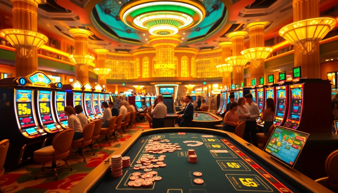 Jouer au meilleur crypto casino avec une atmosphère de jeu dynamique et des lumières éclatantes.