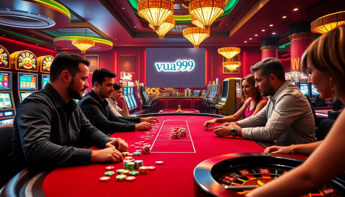 Experience the excitement of online gambling at vua99 with vibrant casino scenes and thrilling gameplay.