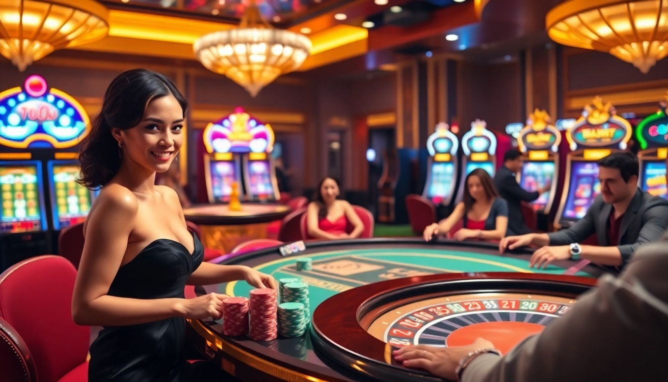 Engaging players at a luxurious casino table showcasing PS 99 gambling atmosphere.