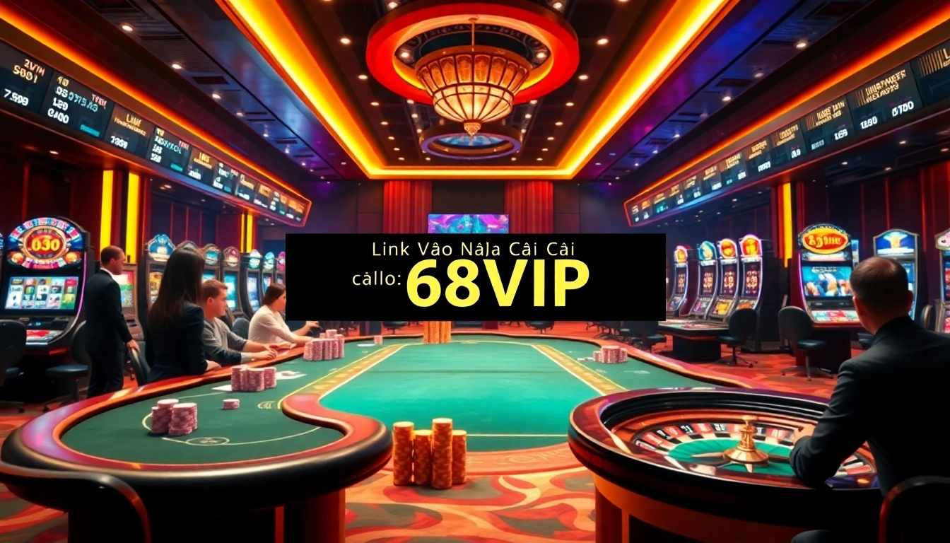 Experience secure gaming with Link Vào Nhà Cái 68VIP in a vibrant casino environment.